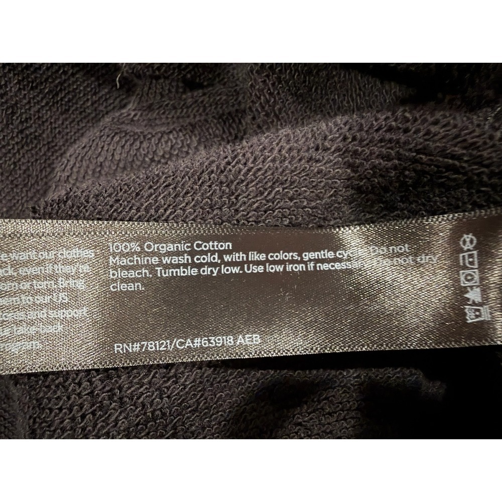 Eileen Fisher Organic Cotton French Terry Raw Edge Hoodie Black Petite PS/PP - Picture 5 of 7